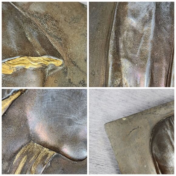 Holy Mother Mary and Jesus Bronze Plaque Set French Catholic Religious Wall Icon - Picture 11 of 11